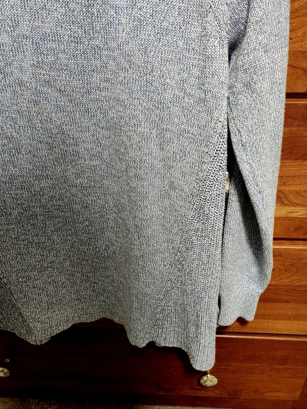 NWT  L.L.Bean Cardigan Sweater Womens L Heathered Blue 100%  Cotton Open Front - Picture 4 of 8